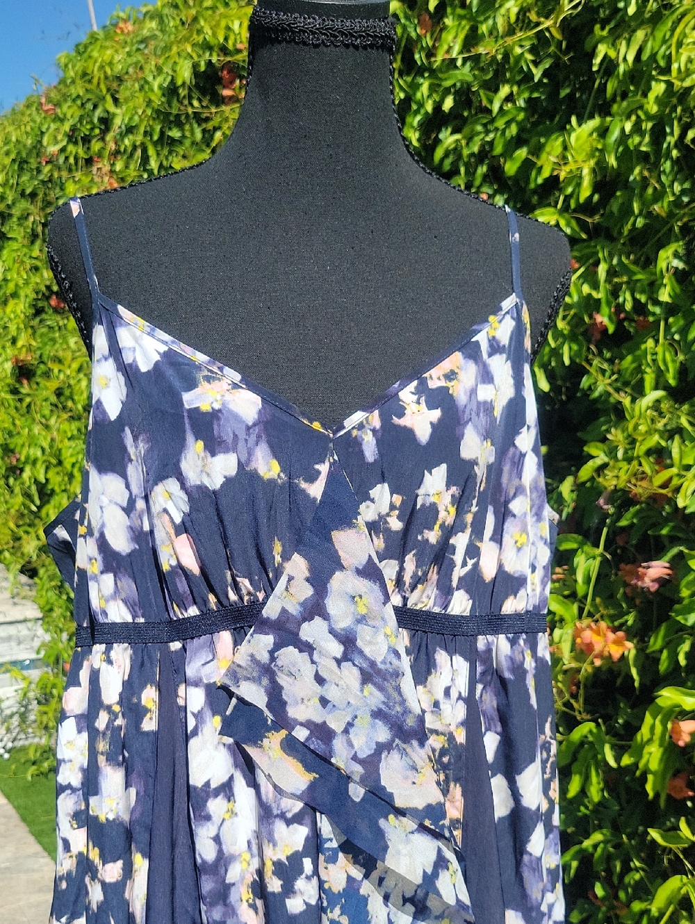 Boho Flowy Blue Floral Whimsical Romantic Summer Dress XL - Picture 3 of 12
